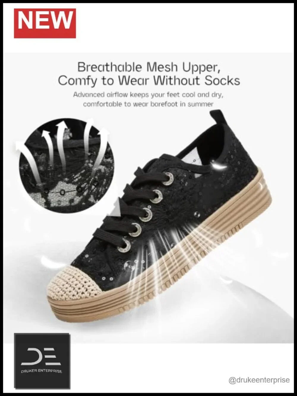 Women's Mesh Slip On Flats Espadrilles Platform Lace Sneakers Breathable